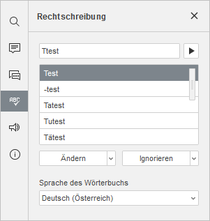 Rechtschreibprüfung Panel