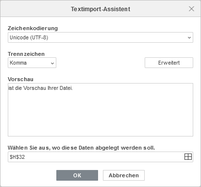 Textimport-Assistent