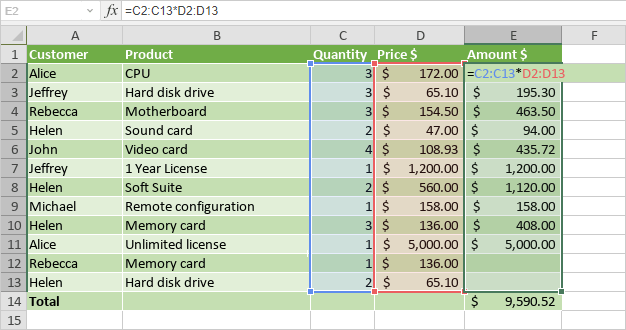 Edit array formulas