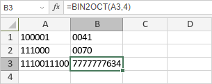 BIN2OCT Function