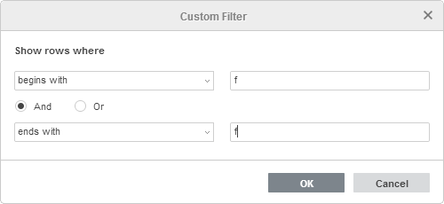 Custom Filter window