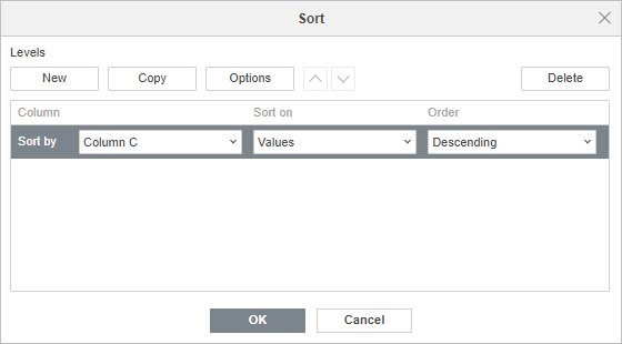 Custom Sort window