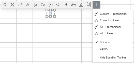 equation toolbar