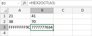 HEX2OCT Function