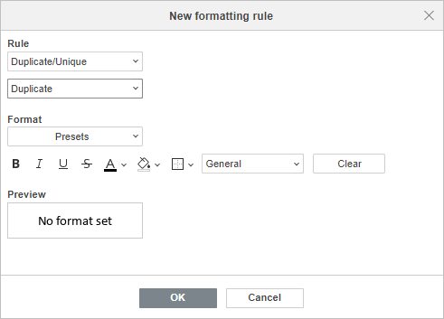 New Rule Duplicate/Unique