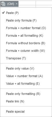 Paste options