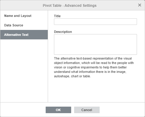 Pivot table advanced settings