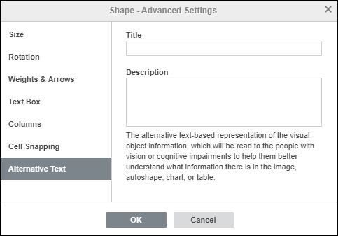 Shape - Advanced Settings: Alternative Text