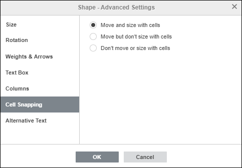 Shape - Advanced Settings: Cell Snapping