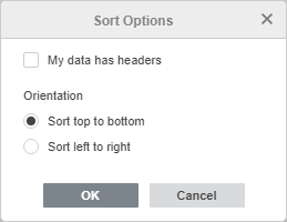 Sort Options window