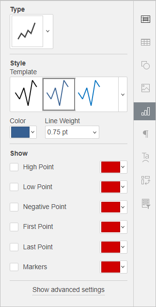 Sparkline Settings Tab