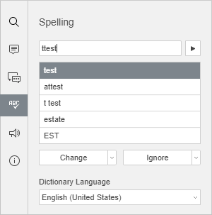 Spell checking panel