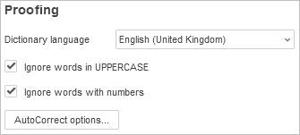 Spell checking settings