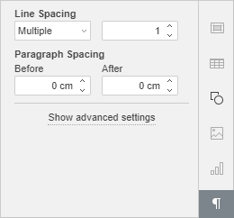 Paragraph settings tab