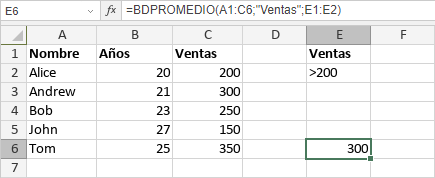 Resultado de imagen para FunciÃ³n BDPROMEDIO png