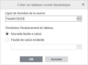 Fenêtre Créer un tableau croisé dynamique