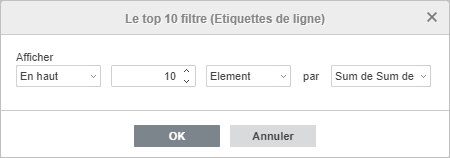 Fenêtre Filtre 10 premiers.