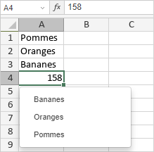 Sélectionnez dans la liste déroulante