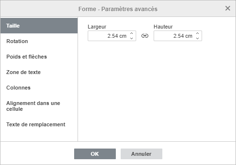 Forme - Paramètres avancés