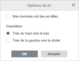 Fenêtre Options de tri