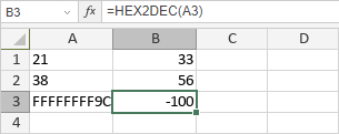 HEX2DEC Function