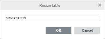 Resize table