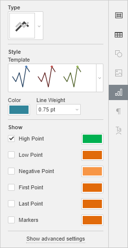 Chart Settings Right-Side Panel window