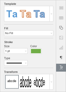 Text Art setting tab