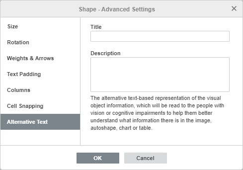 Shape - Advanced Settings: Alternative Text