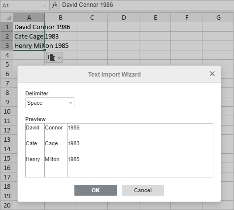 Text import wizard