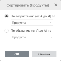 Параметры сортировки сводной таблицы