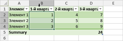 Выделение столбца