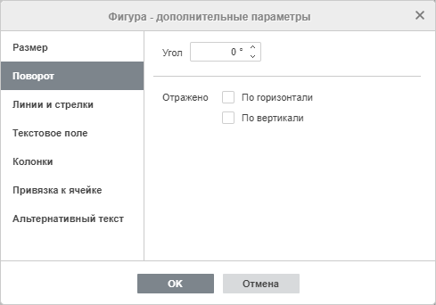 Фигура - дополнительные параметры: Поворот