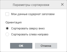 Окно Параметры сортировки