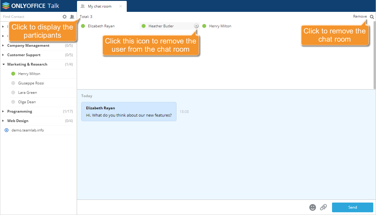 How to create a chat room using Talk? Step 3