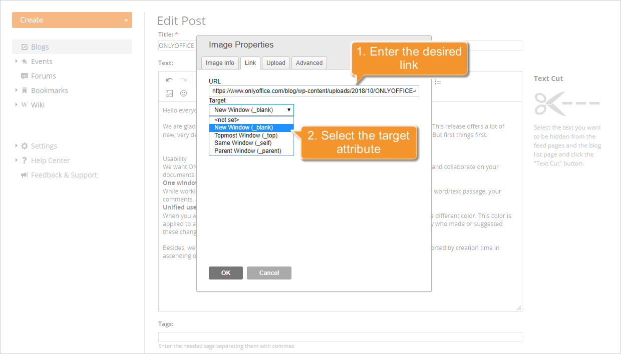 How to insert an image into your posted message? Step 2