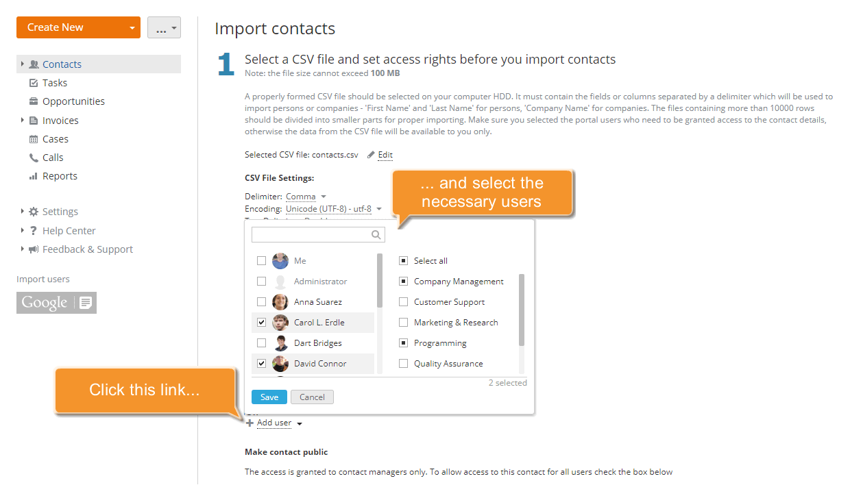How to add contacts to CRM in bulk? Step 5
