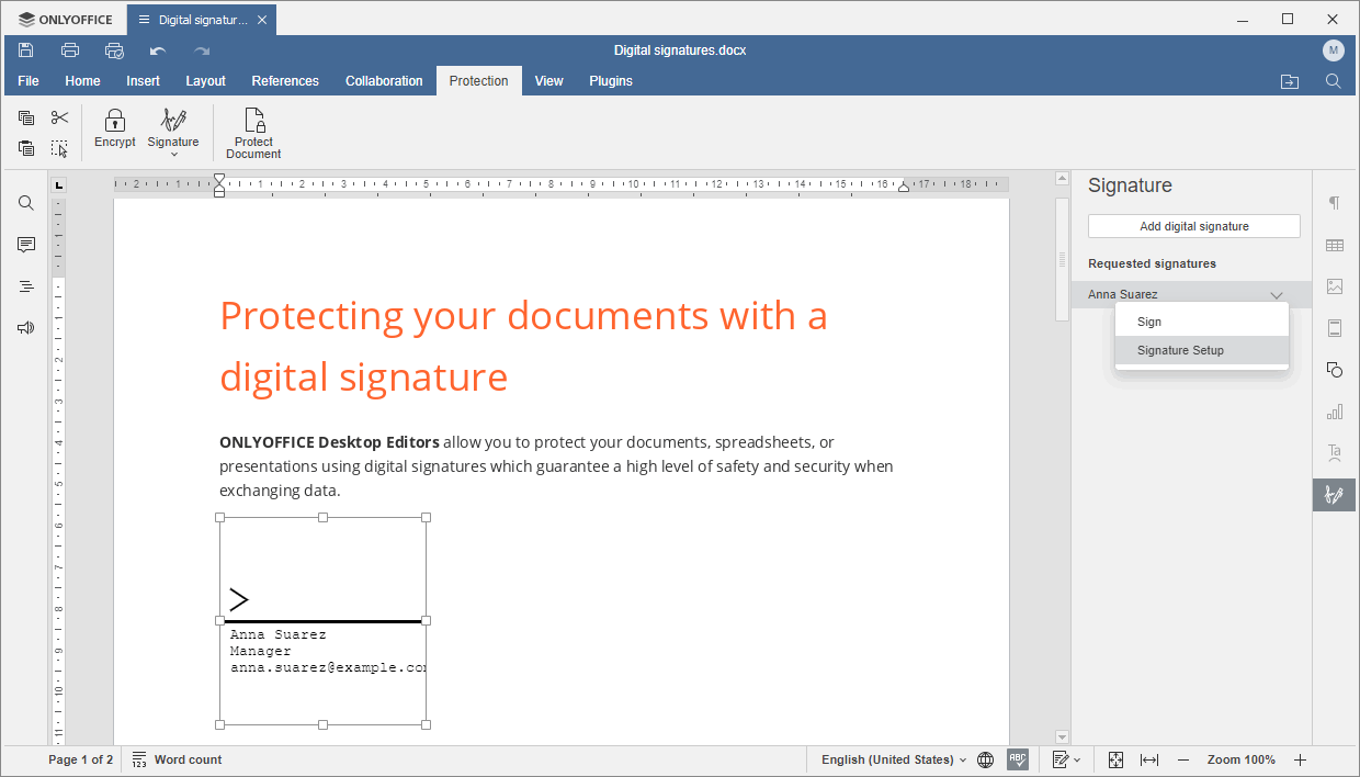Requested signatures