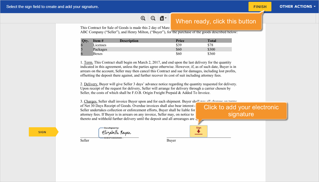 Comment envoyer un document pour signature? Étape 3.