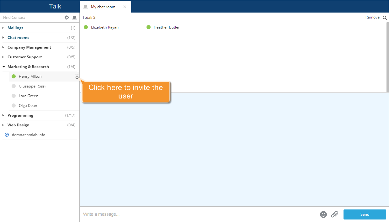 How to create a chat room using Talk? Step 2