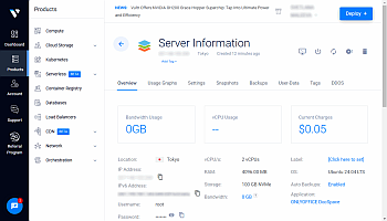 Create your instance in Vultr