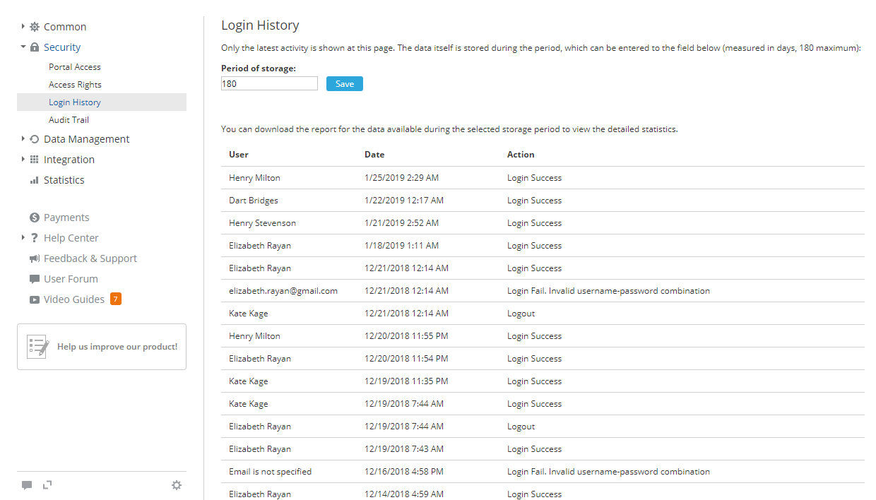 Tracking Login History