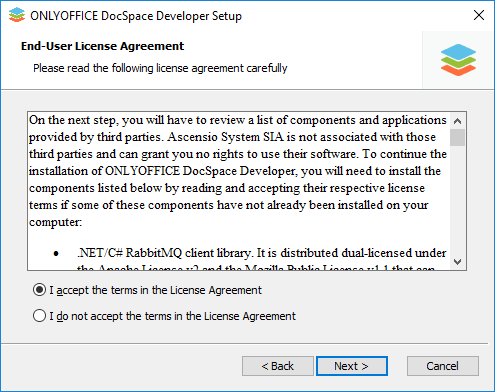 How to deploy ONLYOFFICE DocSpace Developer for Windows on a local server? Step 2