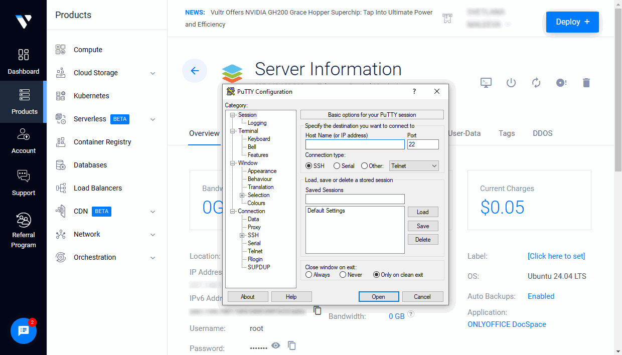 Connect to your server via SSH