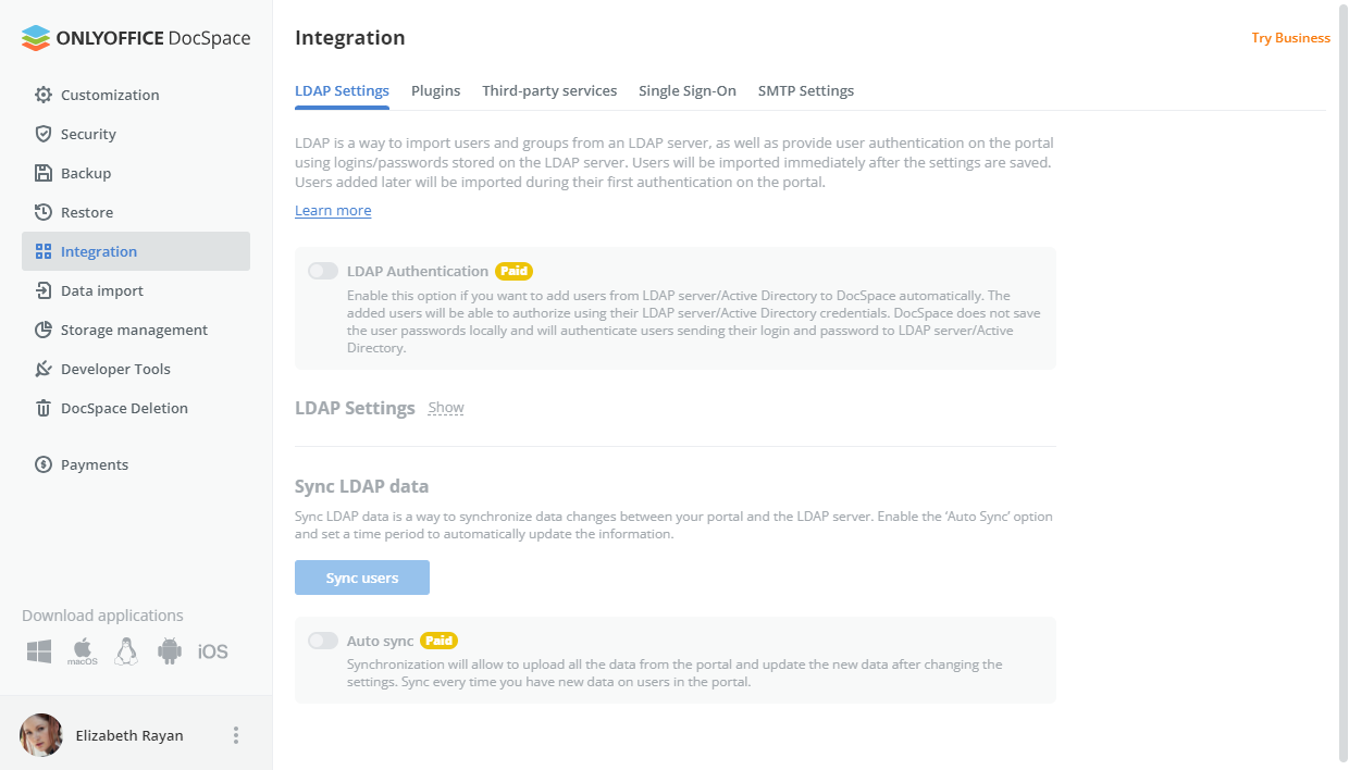 LDAP settings - Main page