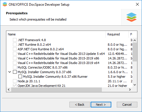 How to deploy ONLYOFFICE DocSpace Developer for Windows on a local server? Step 2