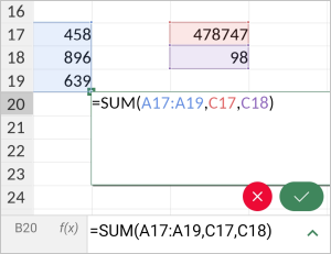 Insert formulas