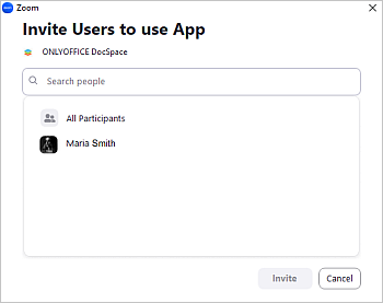 Invite users window