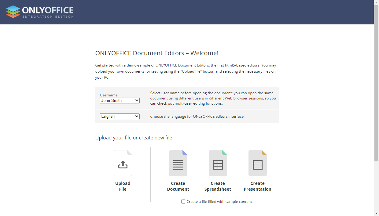 Подключение к решению Docs Enterprise Edition через веб-браузер