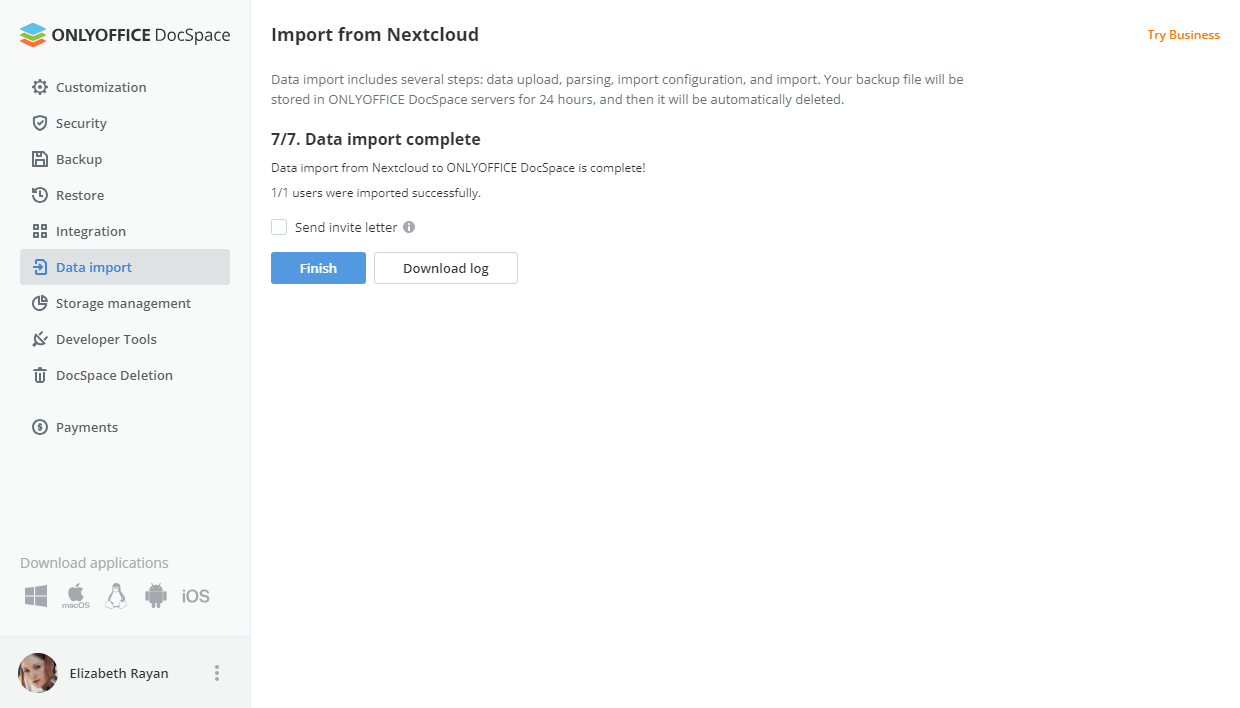 Migrating Nextcloud data to ONLYOFFICE DocSpace